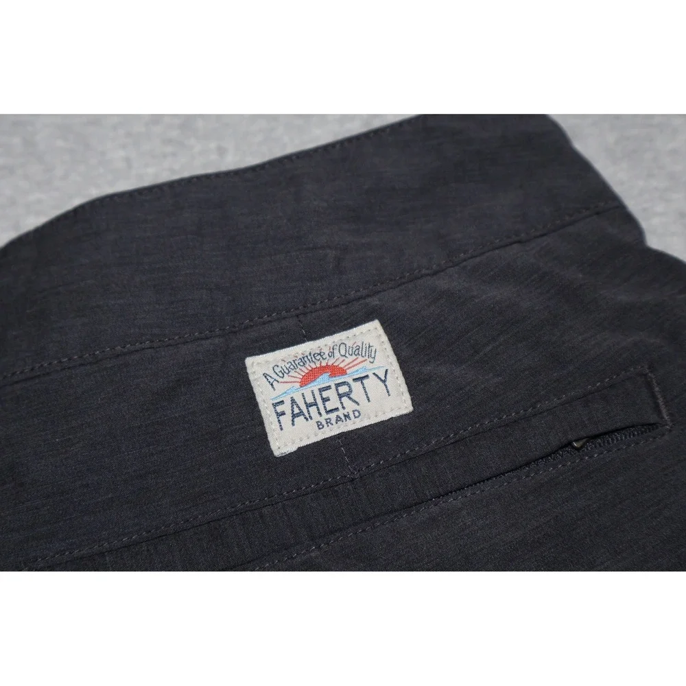 Faherty All Day Shorts Mens 33 Grey Hybrid Board Polyester Blend Draw Strings